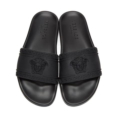 versace all black slides|Versace slides cheap.